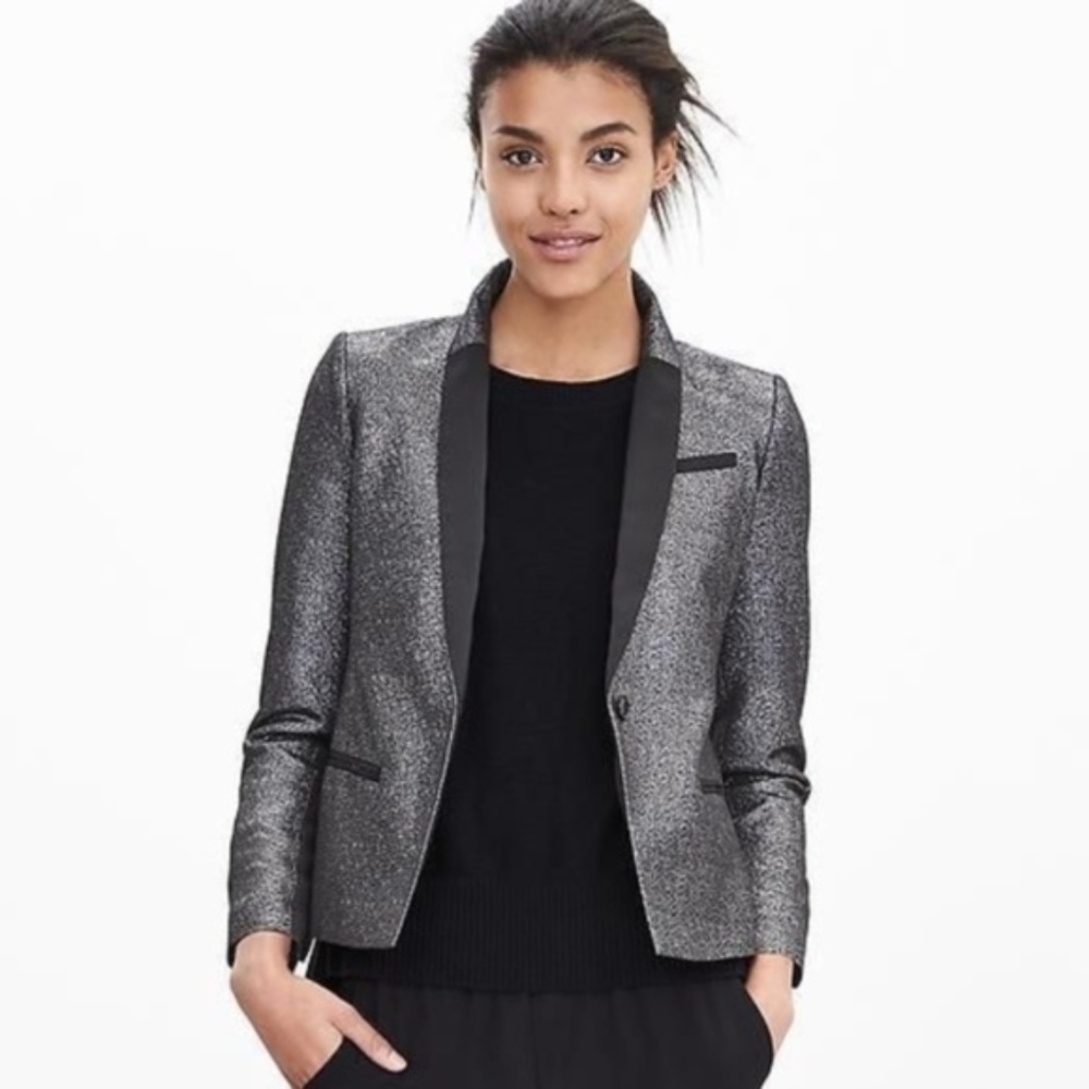 [SOLD] Banana Republic Metallic Tuxedo Blazer Jacket NWOT